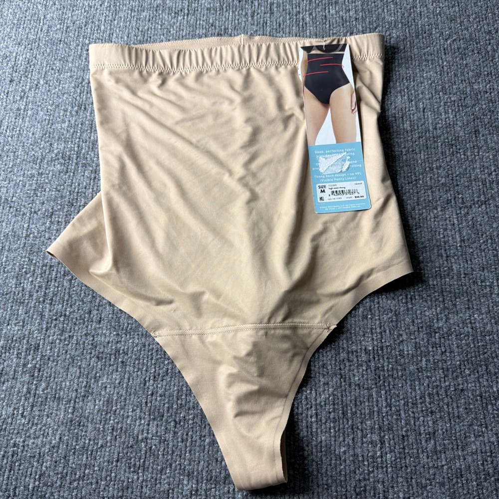 ASSETS‎ SPANX High-Waist Thong Shapewear Firm Compression Waist Slimming Beige M